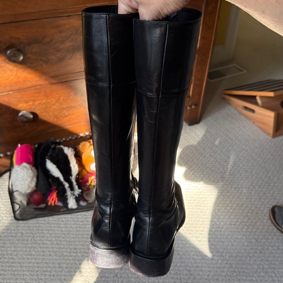 Charles David “Reider” Black Leather Side Zip High Shaft Square Toe Boots - Picture 5 of 15